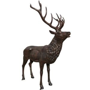 Male Standing Calling Elk Aluminum Statue