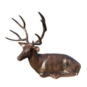 Laying Deer Buck Aluminum Statue