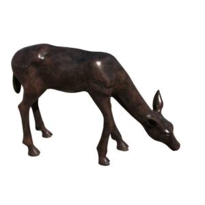 Grazing Deer Doe fawn Aluminum Statue