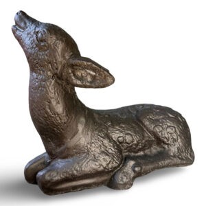 Laying Baby Deer fawn head up Aluminum Statue