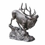Elk Walking Down Rock Aluminum Statue
