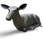Laying Down Doe Aluminum Statue, mother