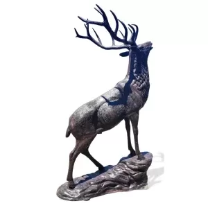 Elk on Rock Aluminum Statue