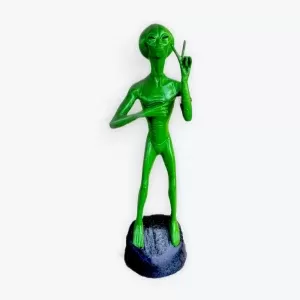 Peace Sign Alien Aluminum Statue