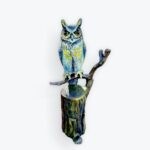 Owl Aluminum Statue - Blue
