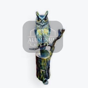 Owl Aluminum Statue - Blue