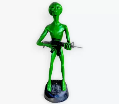 Alien With Rifle Aluminum Statue
